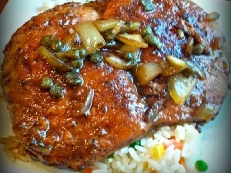 Pan-Seared Pork Chops with Balsamic Caper Sauce