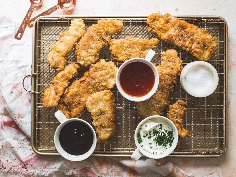 Crispy Pan-Fried Chicken Fingers with Double Coating