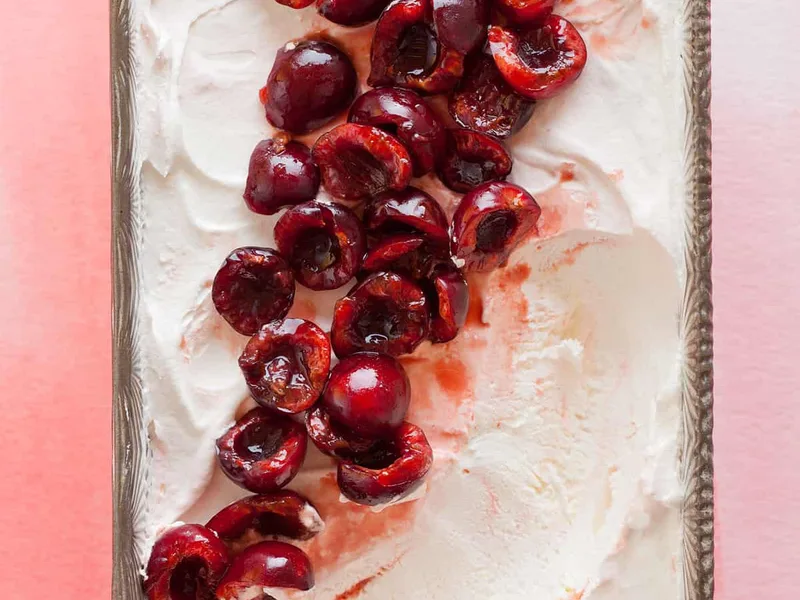 Cherry Semifreddo with Spiced Orange Cherry Compote