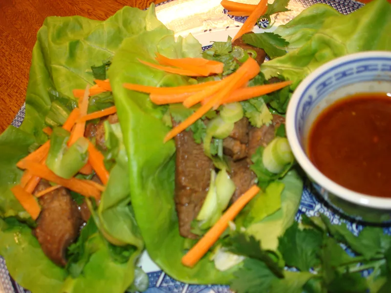 Beer-Sriracha Beef Lettuce Cups with Toasted Sesame