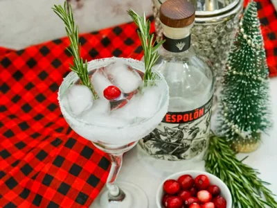 Festive Cranberry Margarita with Rosemary