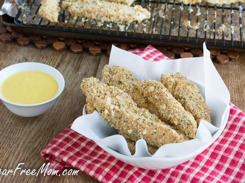 Baked Chicken Fingers with Flax Seed and Parmesan Coating