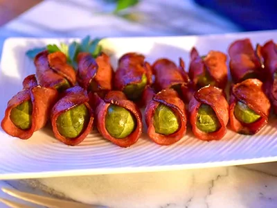 Maple Turkey Bacon-Wrapped Brussels Sprouts Recipe
