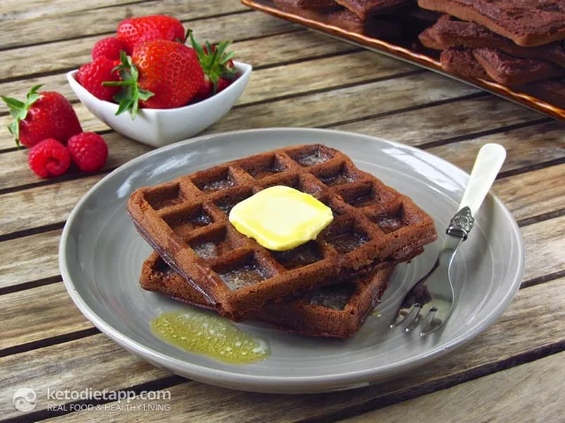 Double Chocolate Keto Waffles with Coconut Flour and Cacao