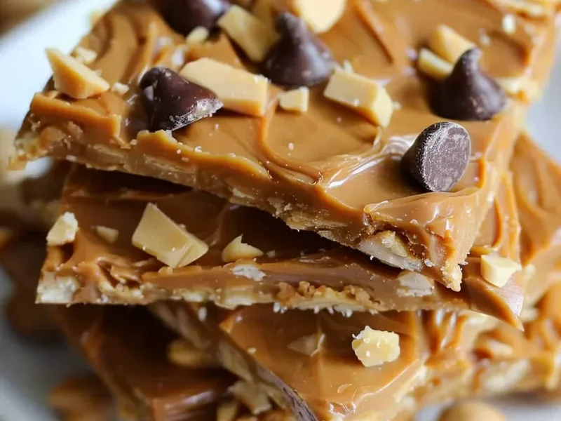 Crunchy Peanut Butter Cracker Candy with Salted Caramel