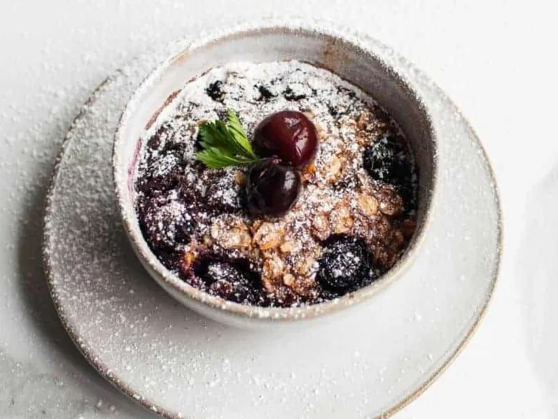 Air Fryer Cherry Oatmeal Breakfast Bake with Chia Seeds