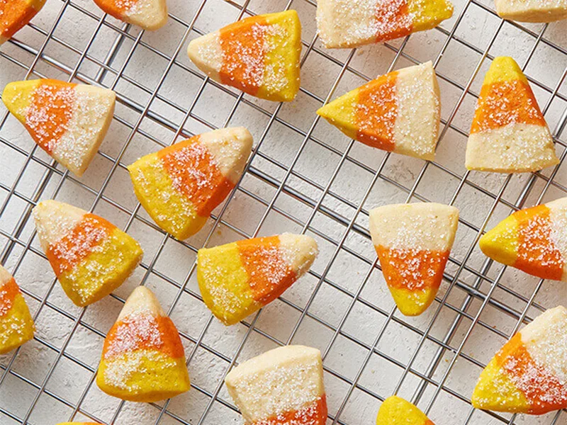Sparkling Candy Corn Layered Sugar Cookies