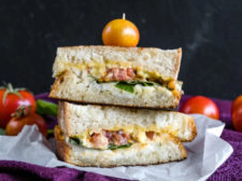 Vegan Caprese Grilled Cheese with Fresh Basil and Tomato
