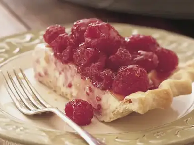 White Chocolate Mousse Raspberry Pie with Orange Liqueur