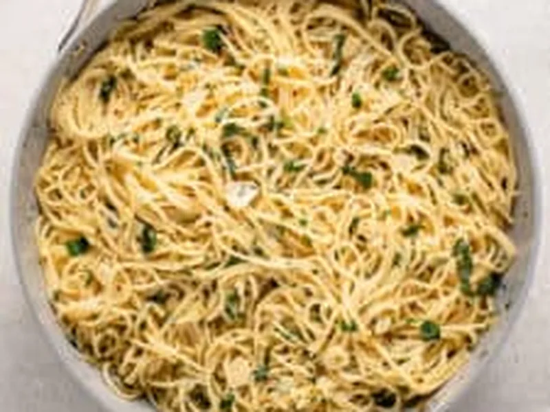 Garlic Herb Pasta with Lemon and Vegan Parmesan
