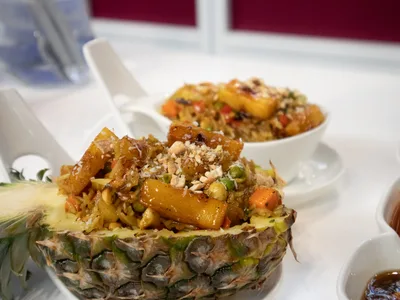 Thai Pineapple Spiced Rice in Roasted Pineapple Shells