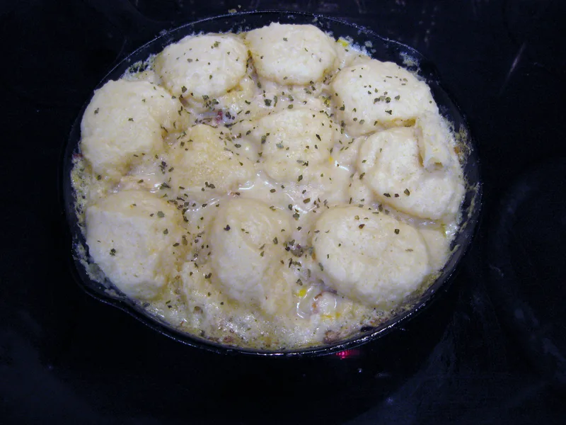 Creamy Bacon Chicken and Dumplings Skillet