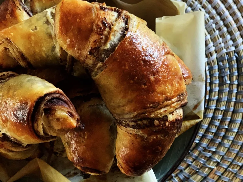 Chocolate Brioche Croissants with Orange Honey