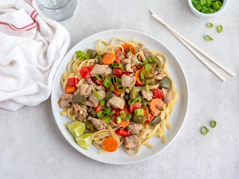 Xinjiang Big Plate Tofu with Wide Pasta and Five-Spice Broth