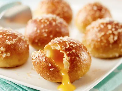 Cheese-Stuffed Pretzel Buns from Frozen Rolls