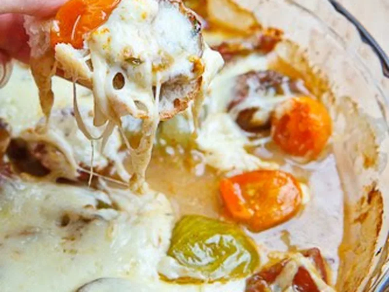 Roasted Heirloom Tomatoes with Melted Fontina and Crusty Bread