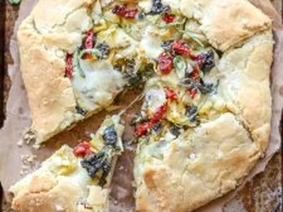 Mediterranean Almond Flour Galette with Spinach and Artichoke