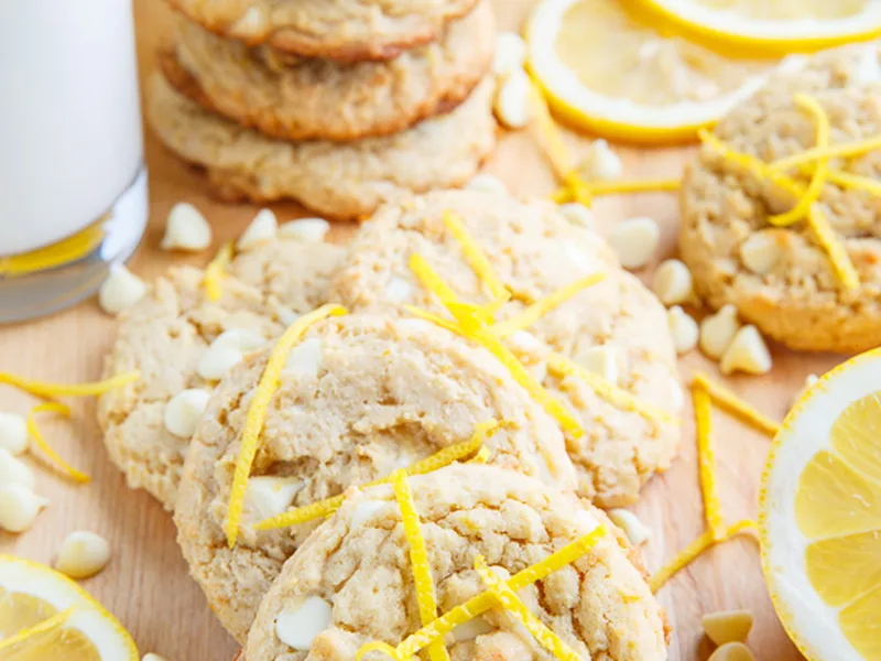 Lemon Curd White Chocolate Chip Cookies with Citrus Zest