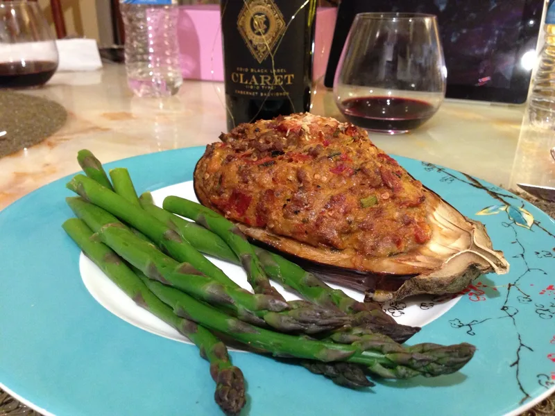 Stuffed Eggplant with Ground Beef and Herbs