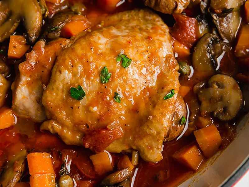 One Pan Chicken Cacciatore with Mushrooms