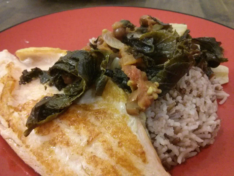 Braised Kale With Black Beans and Tomatoes