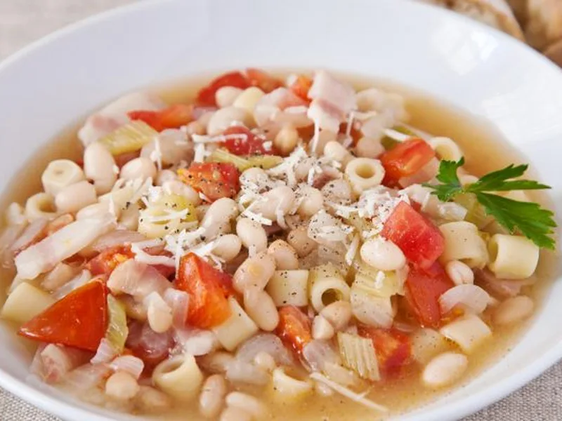 Bean Soup with Pasta - Italian Pasta e Fagioli with Salt Pork
