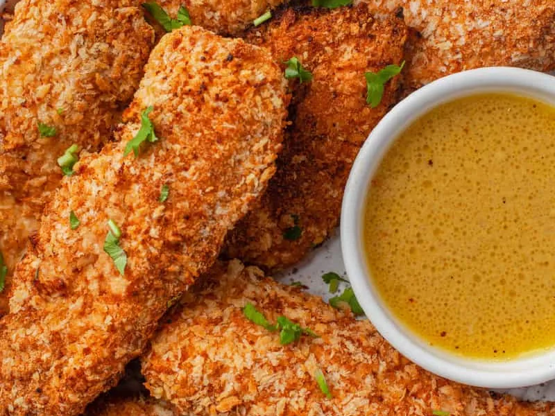Air Fryer Breaded Chicken Tenders with Honey Mustard