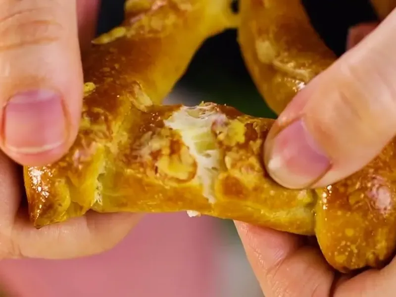 Ham and Cheese Pizza Dough Bows Baked 10 Minutes