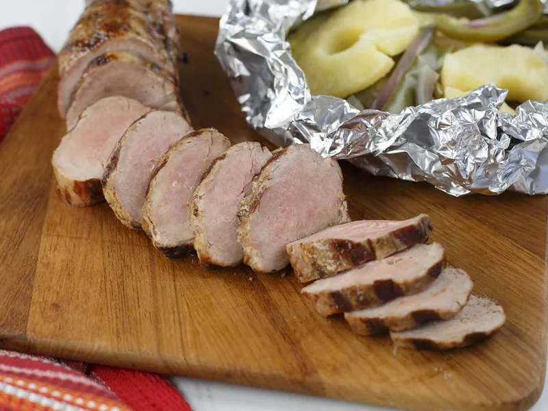 Grilled Sesame Ginger Pork with Caramelized Pineapple