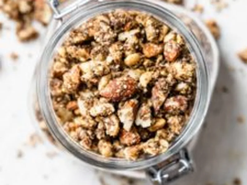 Low Carb Nutty Granola with Flax Meal and Hemp Hearts