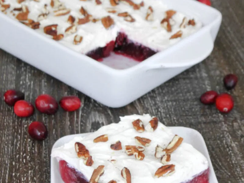 Low Carb Cranberry Jel Dessert with Cream Cheese Topping