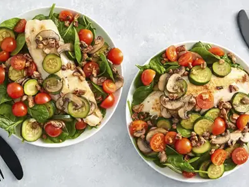 Pan-Fried Tilapia with Honey Lime Glaze and Spinach Salad