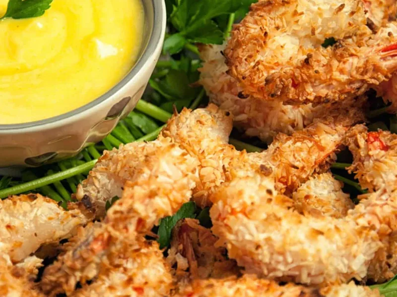 Crispy Baked Coconut Shrimp with Sweet Mango Dipping Sauce