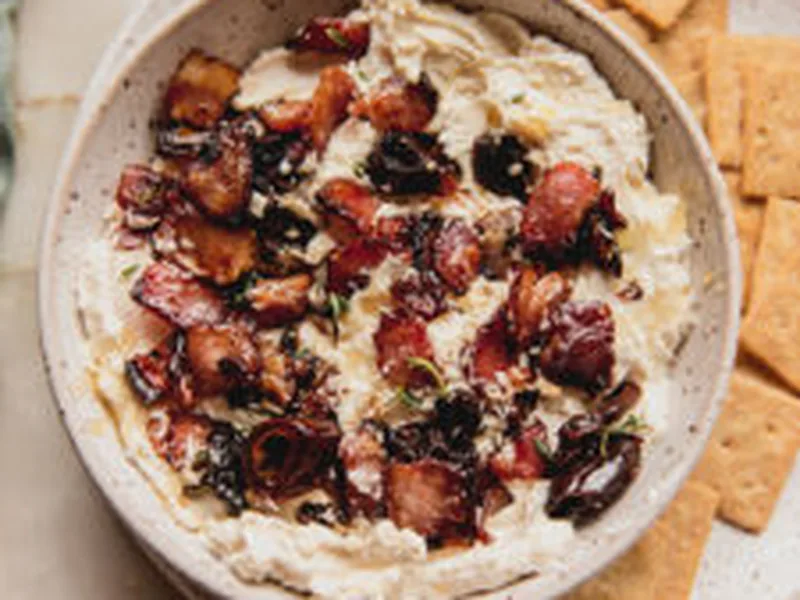 Bacon Date Whipped Cream Cheese Dip with Herbs