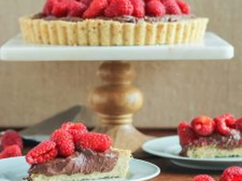 Chocolate Ganache Raspberry Tart with Almond Flour Crust