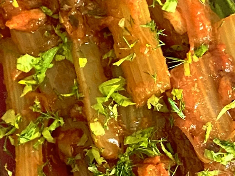 Braised Celery and Fennel in Biancolilla Olive Oil