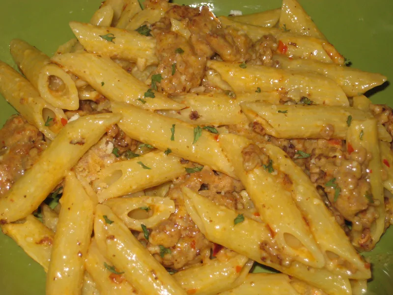 Spicy Italian Sausage Pasta with Creamy Pepper Sauce