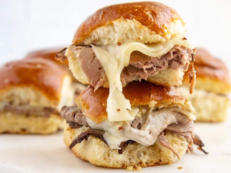 Hot Roast Beef Sliders with Tangy Mustard Sauce