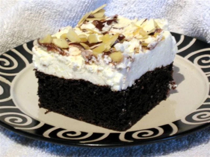 Easy No-Mixer Chocolate Chip Cake with Cooked Frosting