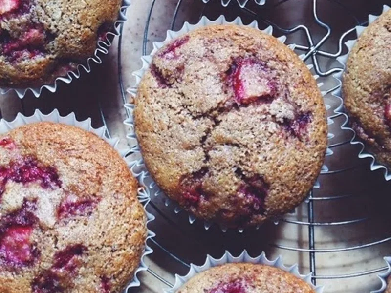 Strawberry-Balsamic Stoneground Cornmeal Muffins