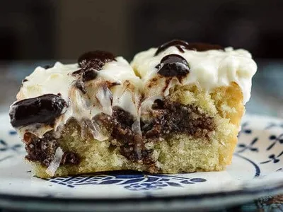 Coconut Fudge Swirl Cake with Nutella and Cream Cheese