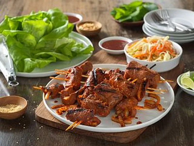 Korean Flat Iron Steak Lettuce Wraps with Pickled Vegetables
