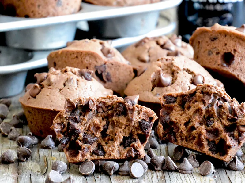 Double Chocolate Guinness Muffins with Semi-Sweet Chips