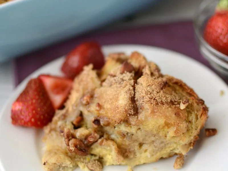 Overnight Banana Cream Cheese French Toast Bake