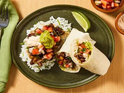 Beef and Black Bean Burritos with Cilantro Lime Rice
