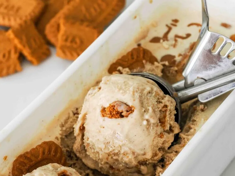 Homemade Cookie Butter Ice Cream with Biscoff Ripple