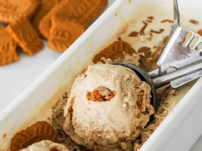 Homemade Cookie Butter Ice Cream with Biscoff Ripple