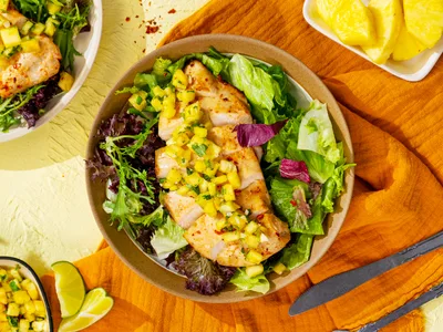 Air-Fryer Chicken Breast with Pineapple Salsa