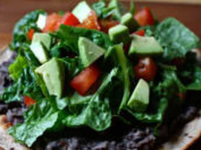 Crispy Whole Wheat Black Bean Veggie Tostadas