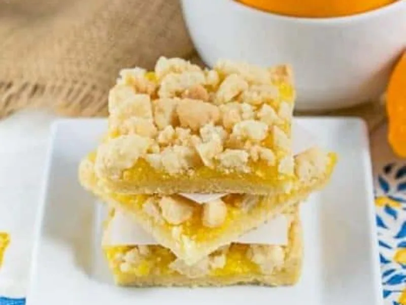 Meyer Lemon Streusel Bars with Buttery Shortbread Crust